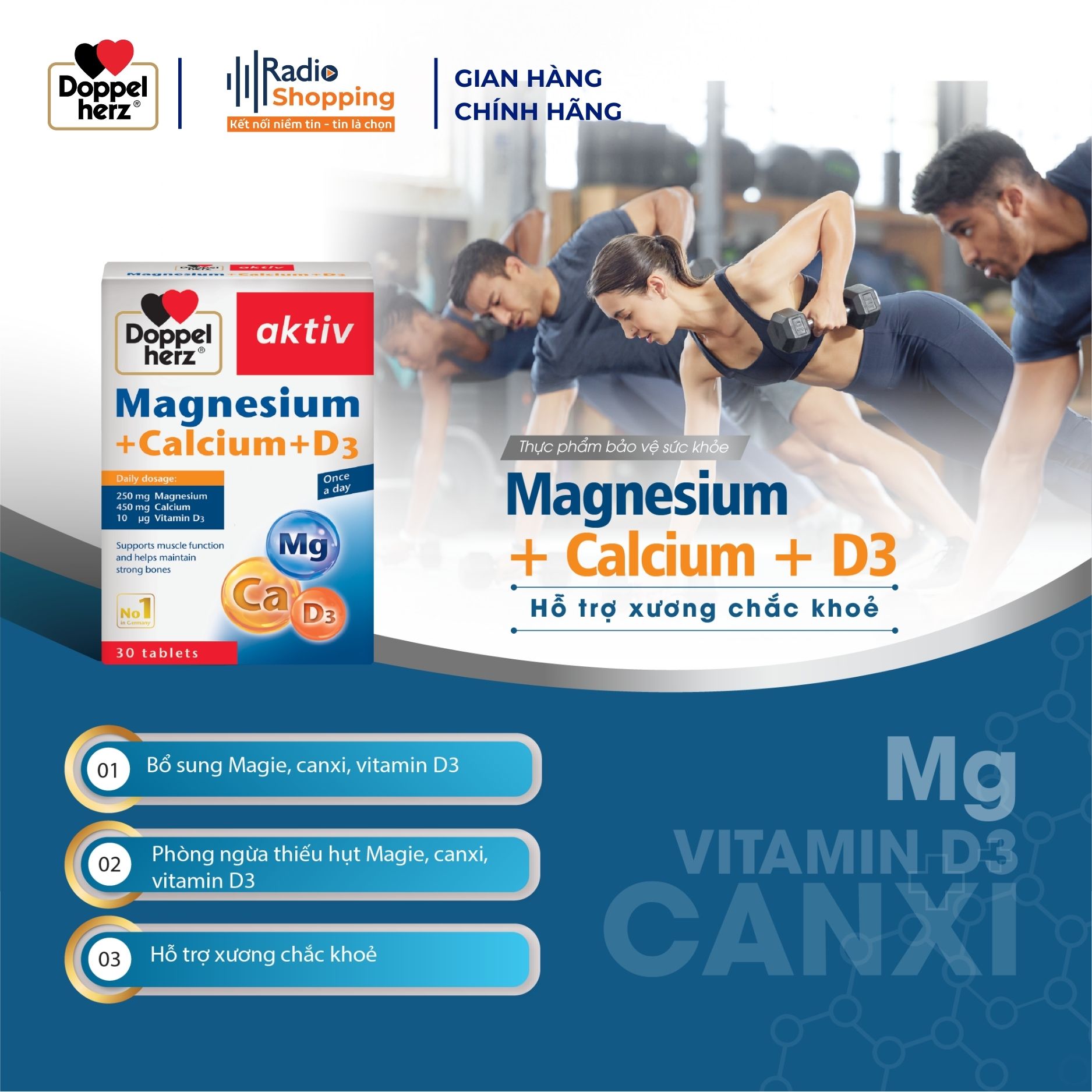 TPBVSK Magnesium + Calcium + D3 (30 viên)